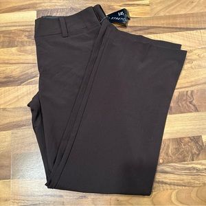 Stretch Pull-On Straight-Leg Pants in Dark Brown